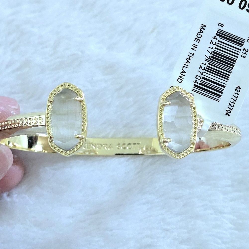 Kendra Scott Gold💛 "Elton" Cuff Bracelet With Slate Cat's🐱 Eye👁 Stones - NWT - Picture 4 of 16